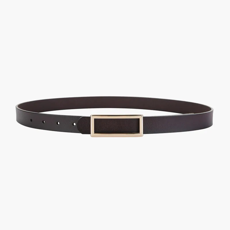 Cintos de couro genuíno para mulheres, fivela de metal, cós, correias, jeans, vestido, fêmea