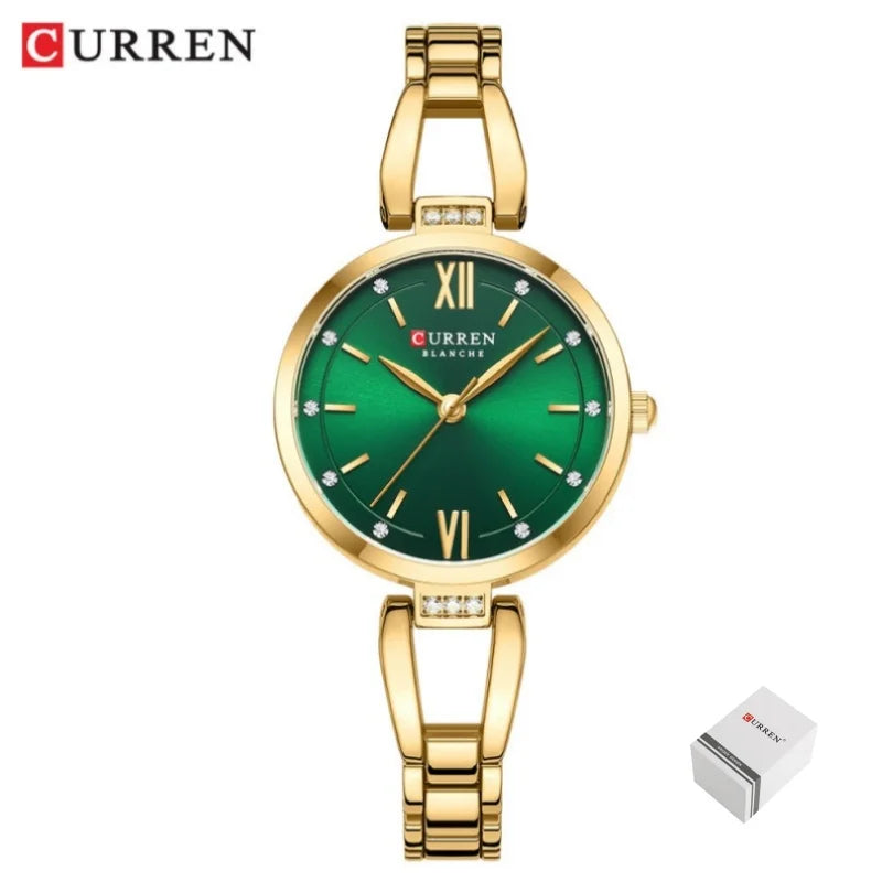Relógio Feminino Elegante de Aço Inoxidável CURREN