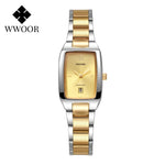 WWOOR-Relógio de pulso feminino impermeável em aço inoxidável, relógio de quartzo feminino, pulseira simples, moda luxo