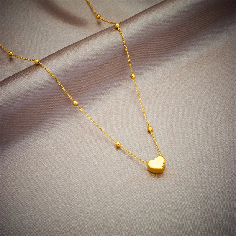 Xiyanike 316l aço inoxidável cor de ouro amor coração colares para mulheres gargantilhas 2021 tendência moda festival festa presente jóias