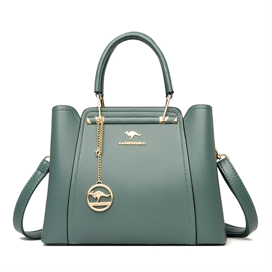 Bolsas de couro macio para mulheres, ombro Crossbody Sac, grande capacidade, compras Messenger Tote, senhoras, marca de luxo, designer, 3 camadas