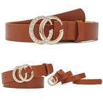 Cinto Elegante com Fivela Dourada e Strass