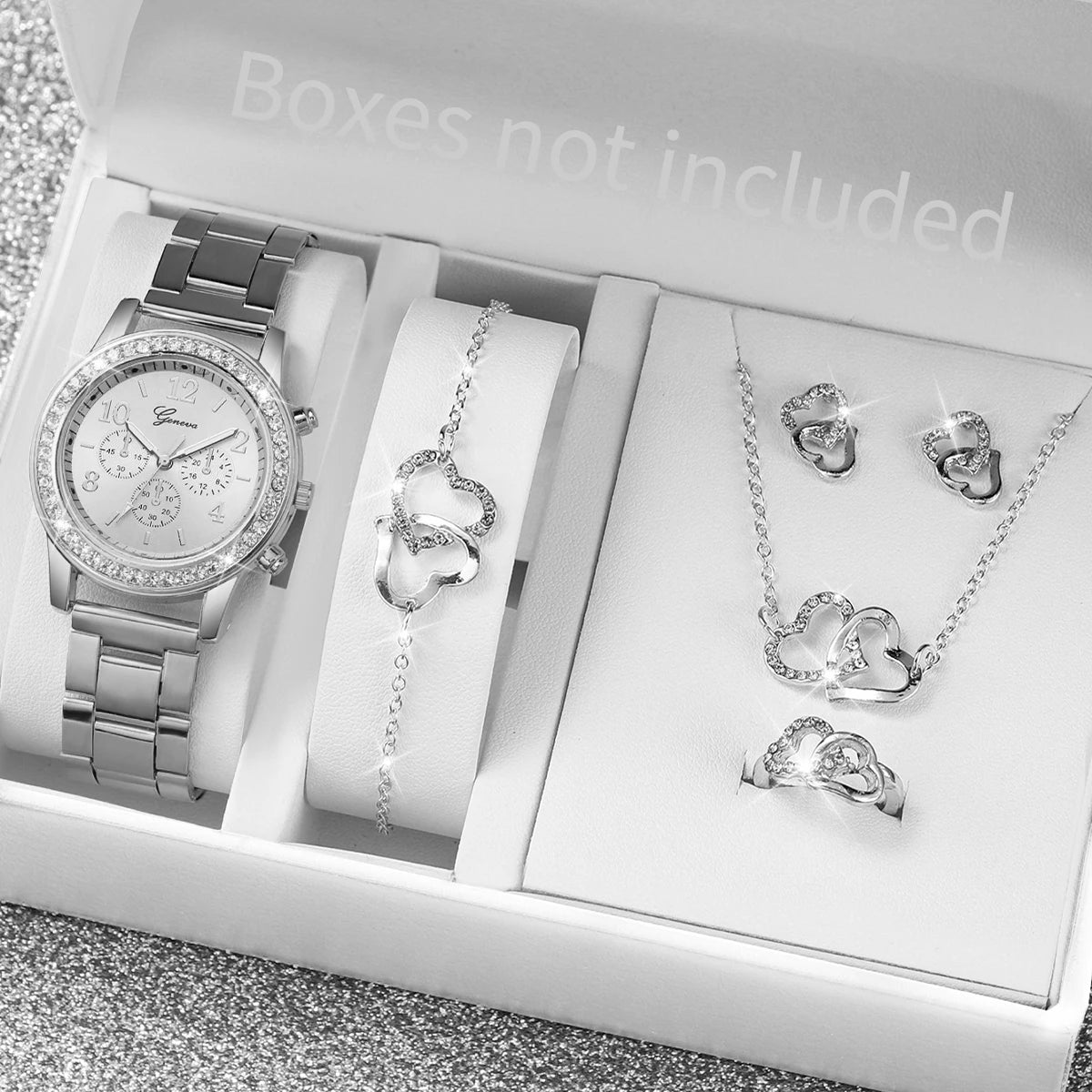 Conjunto Elegância Suprema: Relógio e Joias Femininas