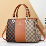 Checkered Padrão Crossbody Bag para Mulheres, Colorblock Bolsa, Trendy Top Handle Purse