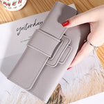 Carteira de couro com zíper para mulheres, porta-moedas, porta-cartão, embreagem, telefone, cartão de crédito, luxo, grande capacidade, senhoras