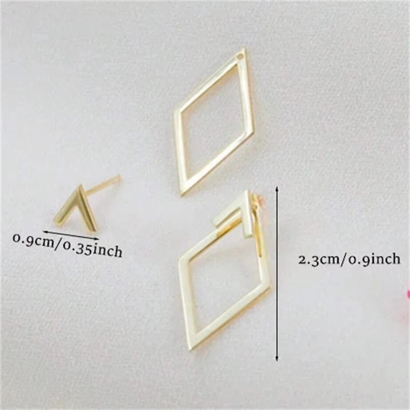 Ftcy minimalista geométrico quadrado brincos para mulheres dupla camada destacável triângulos design brincos punk festa jóias