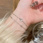 Pulseira de prata esterlina 925 com camada dupla, pulseira de zircônia brilhante para presente de joias da moda feminina