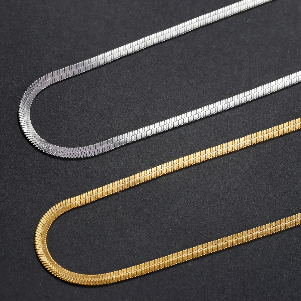 Colar Cobra de Aço Inoxidável Dourado Linda Top