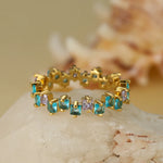 Anel Vintage de Zircônia Azul Real Linda Top