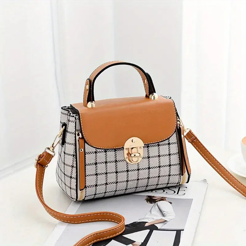 Bolsa Crossbody Xadrez Elegante Linda Top