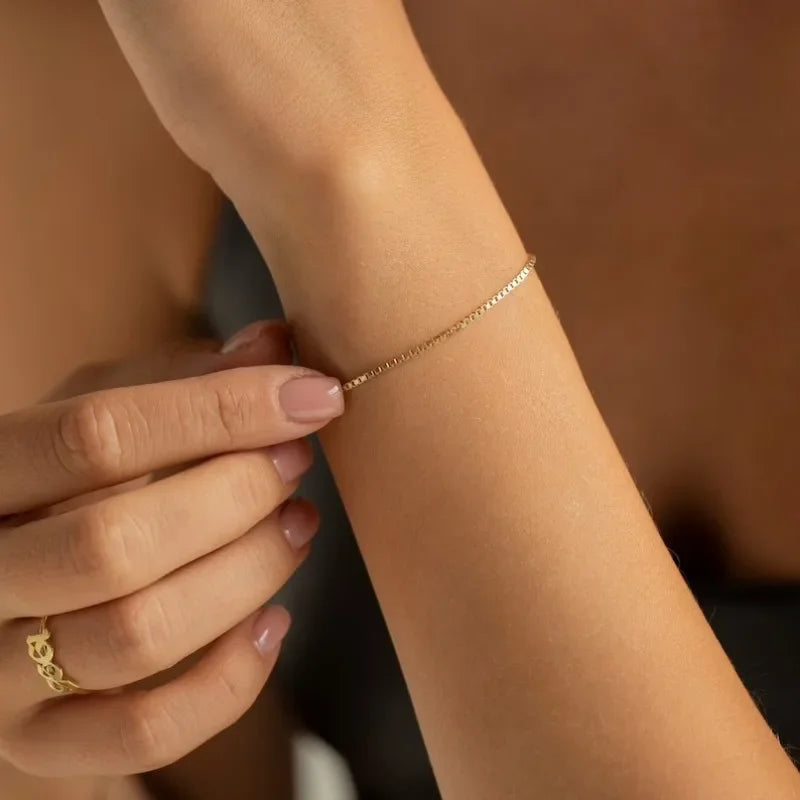 18k cor de ouro singapura corrente pulseira feminina jóias de aço inoxidável fina torcida espinha de peixe corda figaro correntes pulseiras
