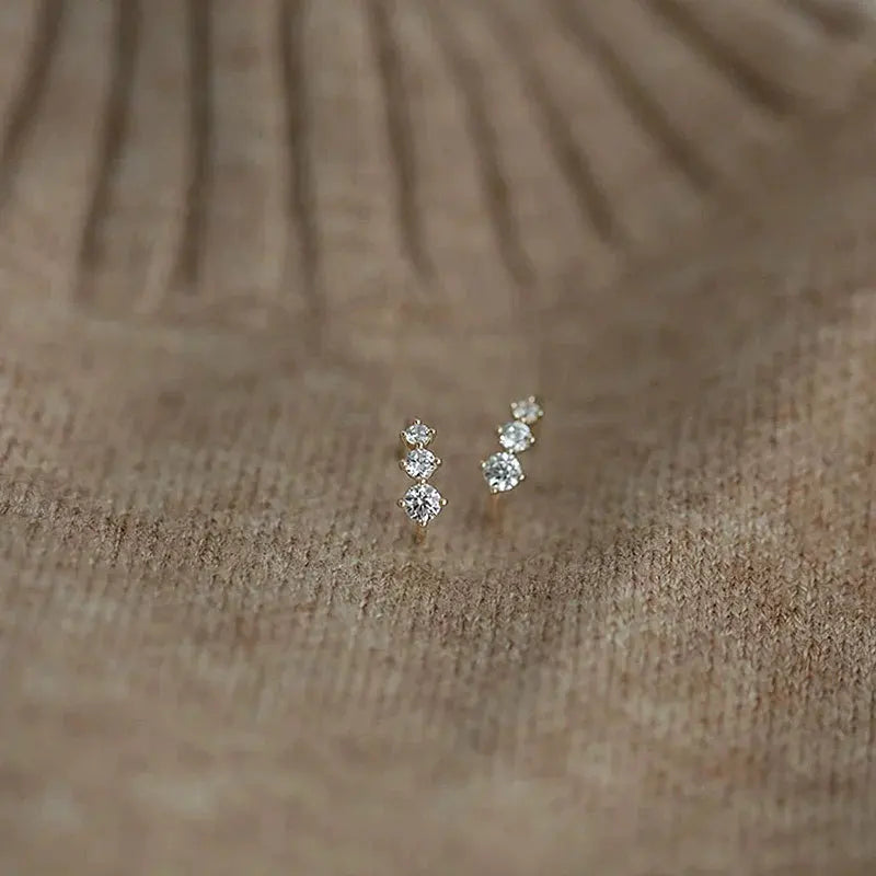 S925 prata esterlina banhado 18k ouro branco cristal brincos zircão diamante clipes de orelha para mulheres jóias de casamento nupcial