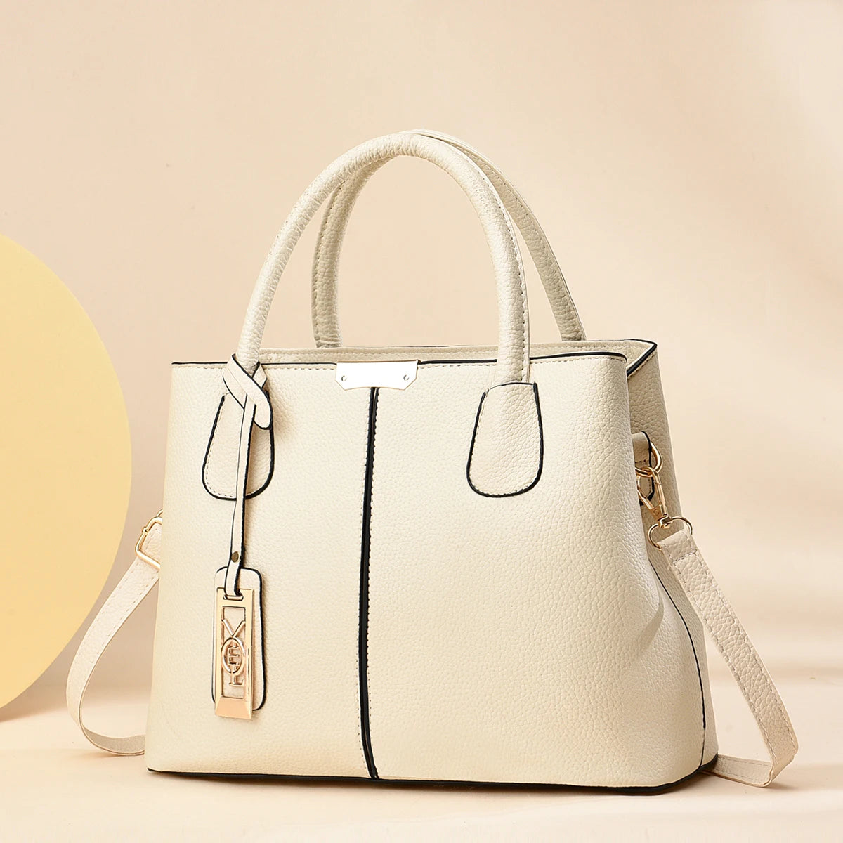 Sacola de couro falso para senhoras, bolsa de ombro grande, elegante texturizada, moda