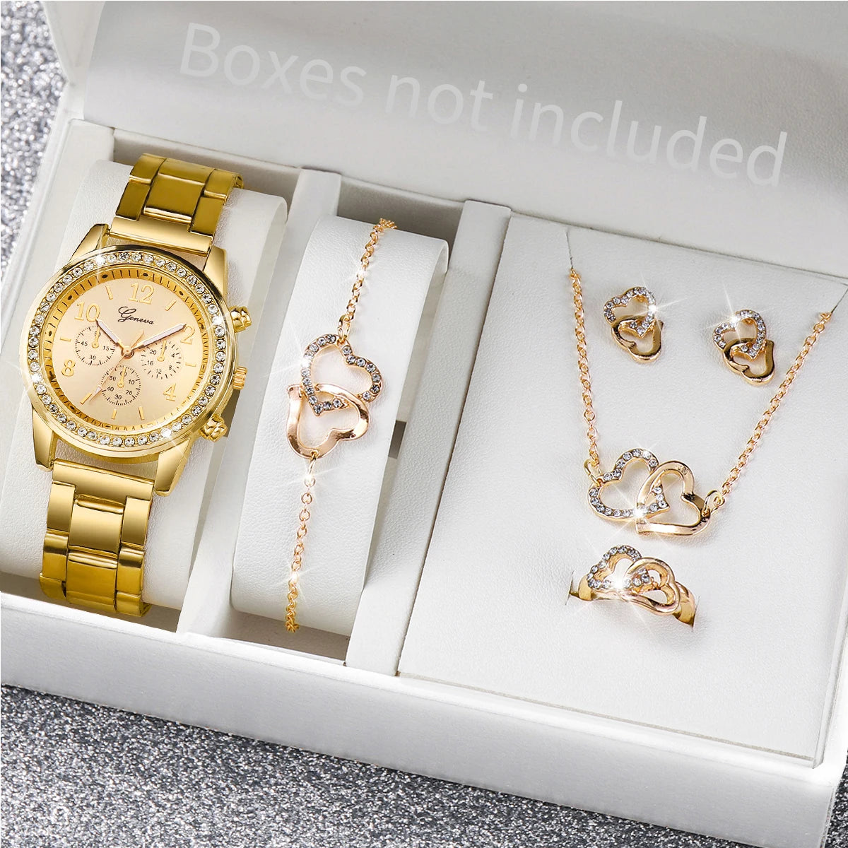 Conjunto Elegância Suprema: Relógio e Joias Femininas