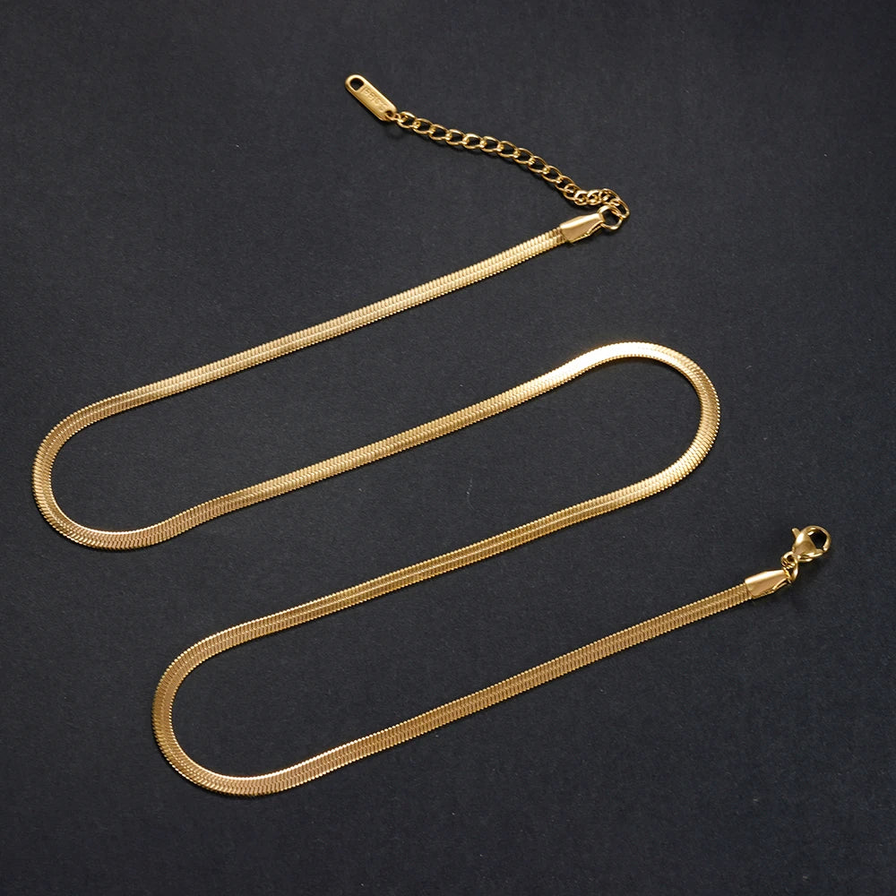 Colar Cobra de Aço Inoxidável Dourado Linda Top