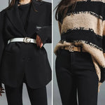 Cinto Elegante com Fivela Dourada e Strass