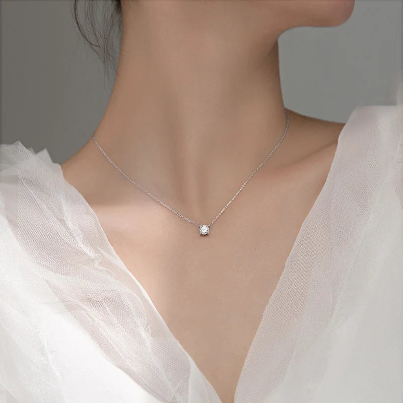 Quente 925 prata esterlina 14k banhado a ouro colar versátil espumante zircão gargantilha clavícula corrente para mulheres jóias de casamento