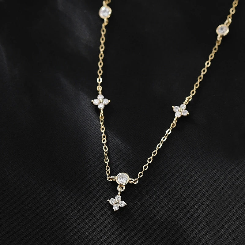 925 prata esterlina quatro folhas flor zircão colar para mulheres gargantilha clavícula corrente jóias finas presente de casamento