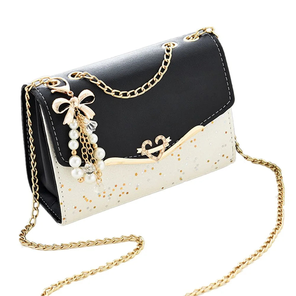 Moda mensageiro saco feminino na moda lantejoulas sacos de ombro único bolsa do telefone móvel senhoras bolsa de couro do plutônio com borla pingente