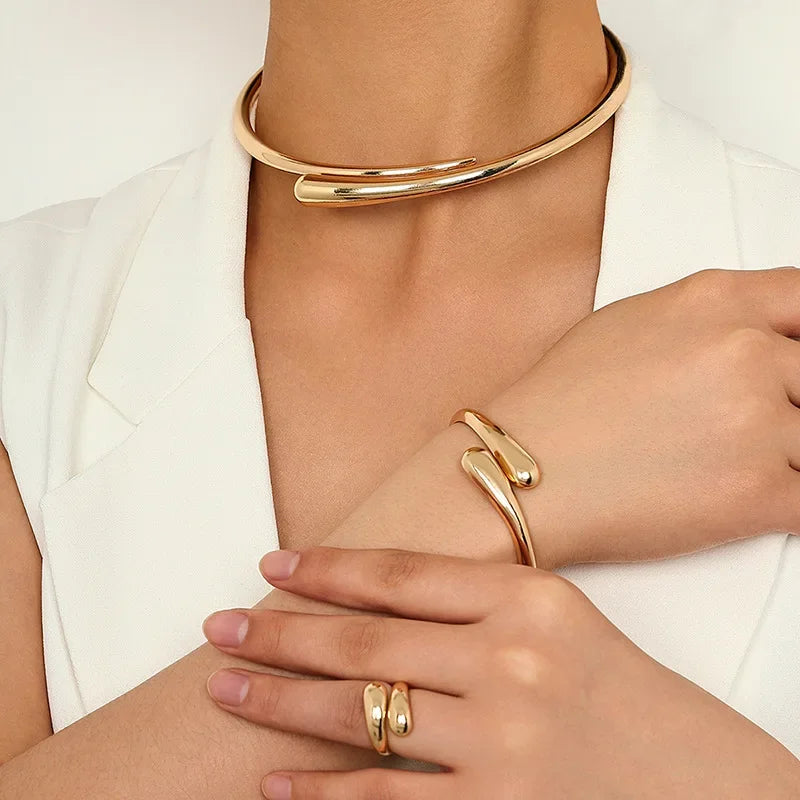 Conjunto Elegante de Joias Geométricas Linda Top