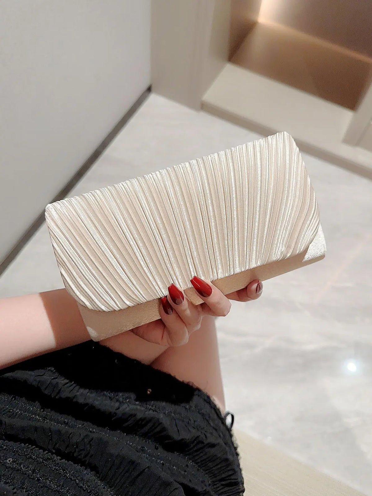 Mulheres Elegante Bolsa de cetim, Plissada, Bolsa de Casamento, Bolsa Formal, Festa, Form, Strass, Noiva