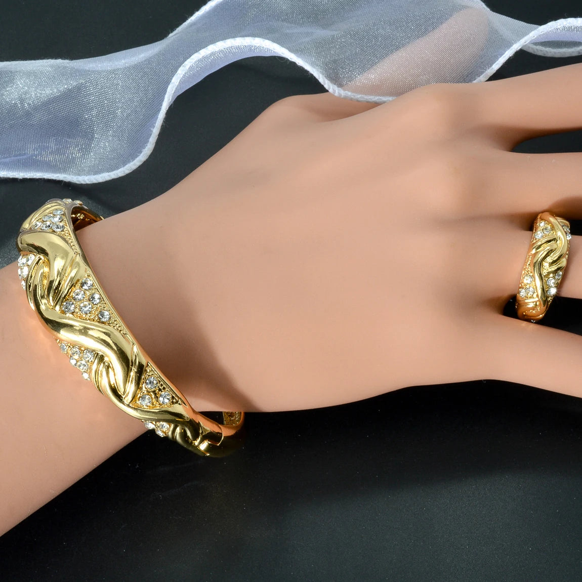 Conjunto de Joias Luxo 18K Banhado a Ouro Linda Top