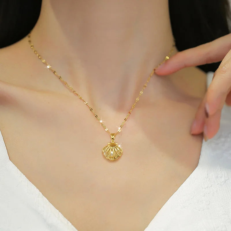 Colar de Pérola Oco Francês Luxo Linda Top