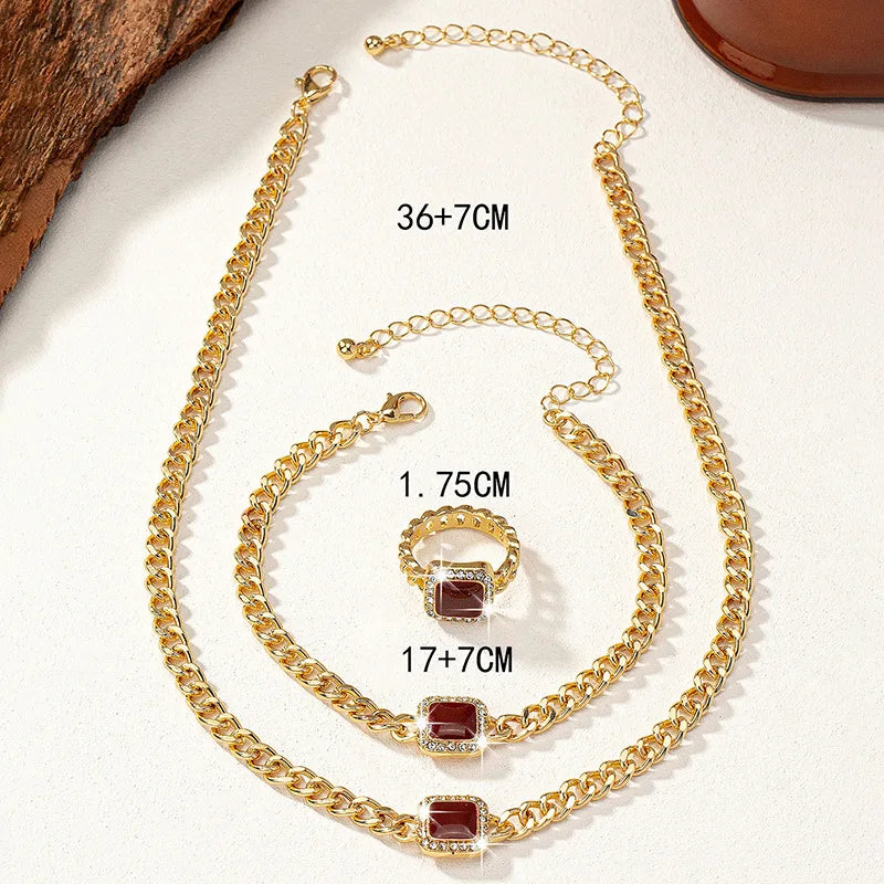 Geométrico quadrado esmalte vidro pingente colar pulseira anel conjunto para mulheres festa de férias presente moda jóias bs004