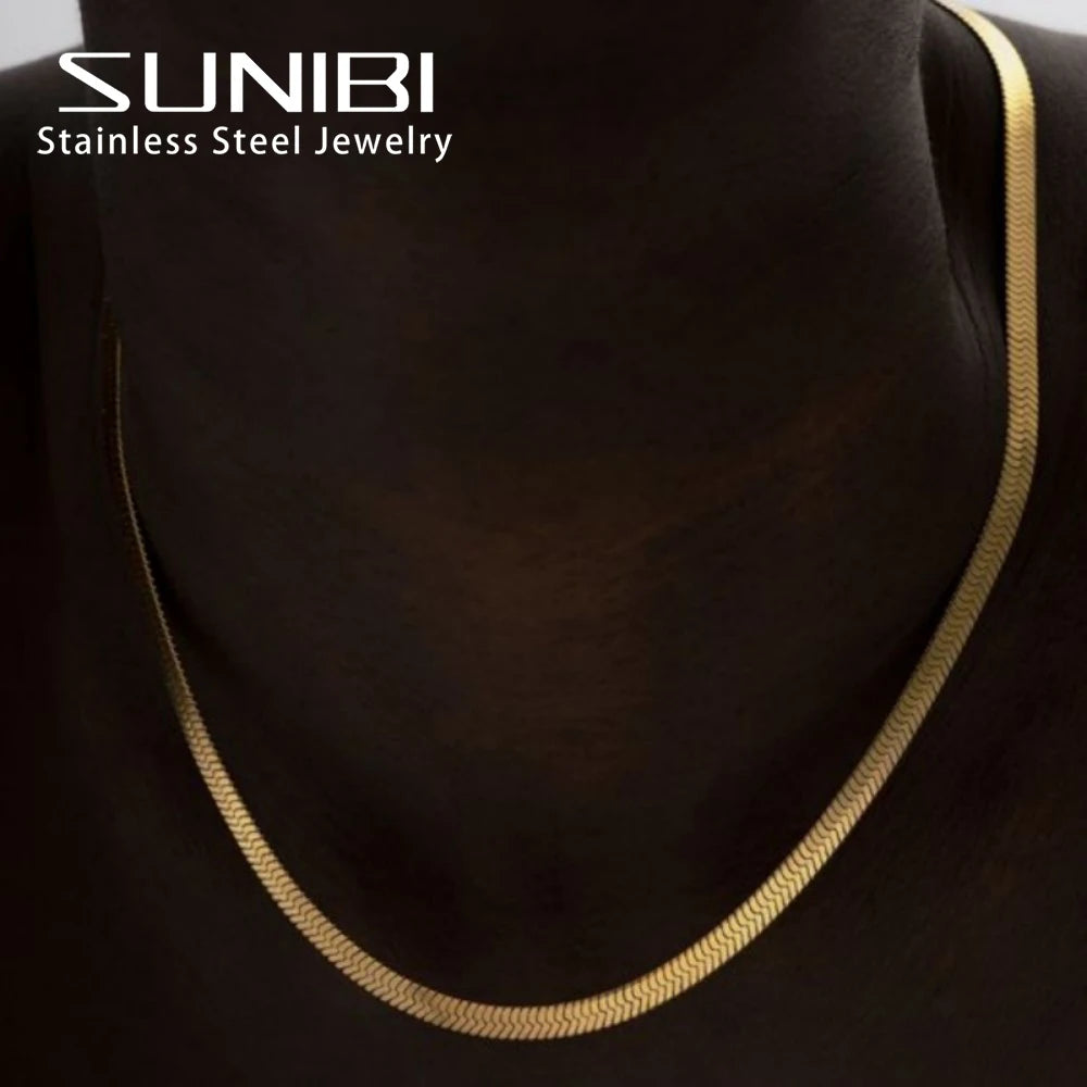 Colar Cobra de Aço Inoxidável Dourado Linda Top