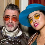 Óculos de sol vintage para mulheres, metal retrô, duplo feixe, óculos Wild Punk, óculos poligonais para o oceano, UV400, moda