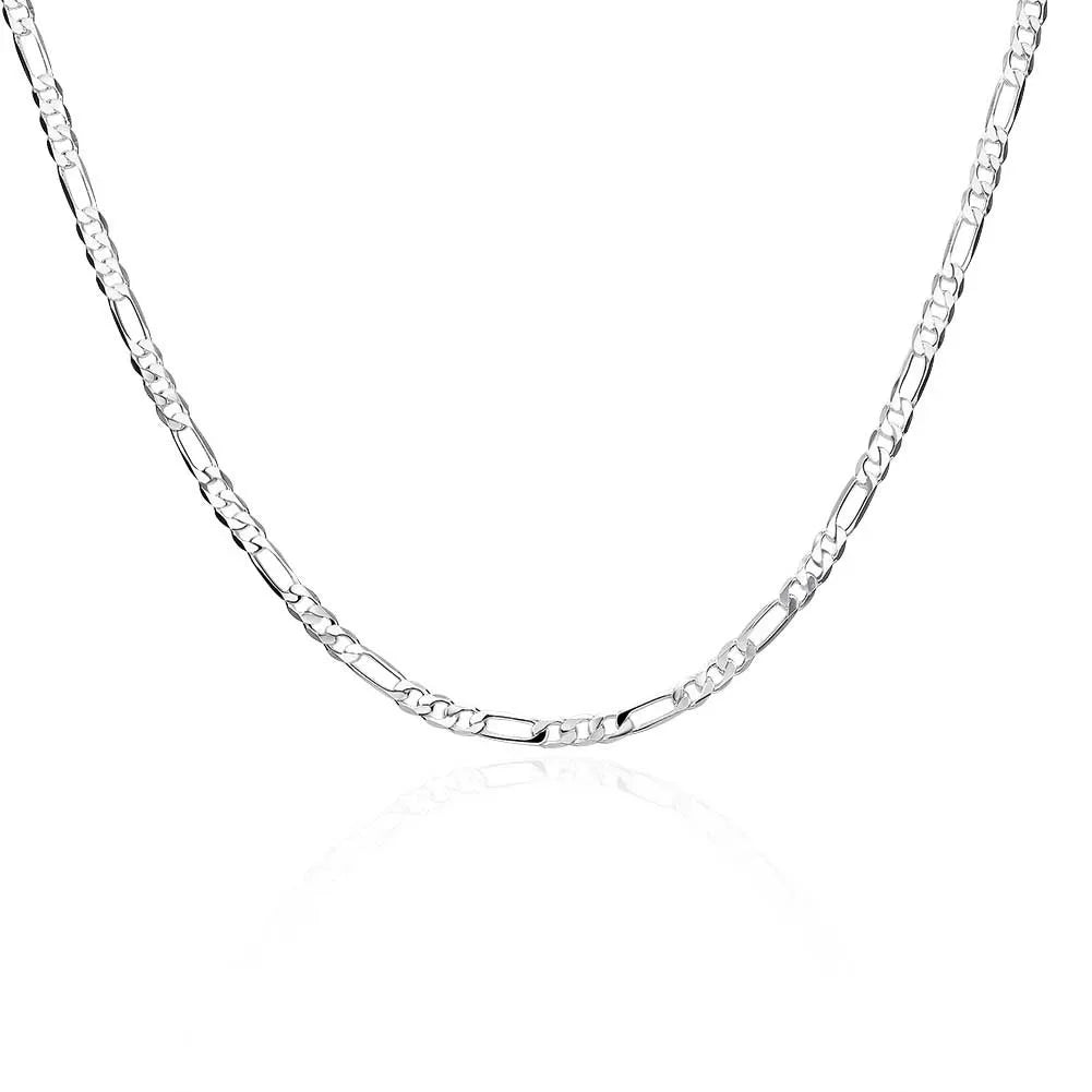 40-75cm 925 prata 4mm figaro corrente colar para mulheres homens longo colar hip hop jóias presente