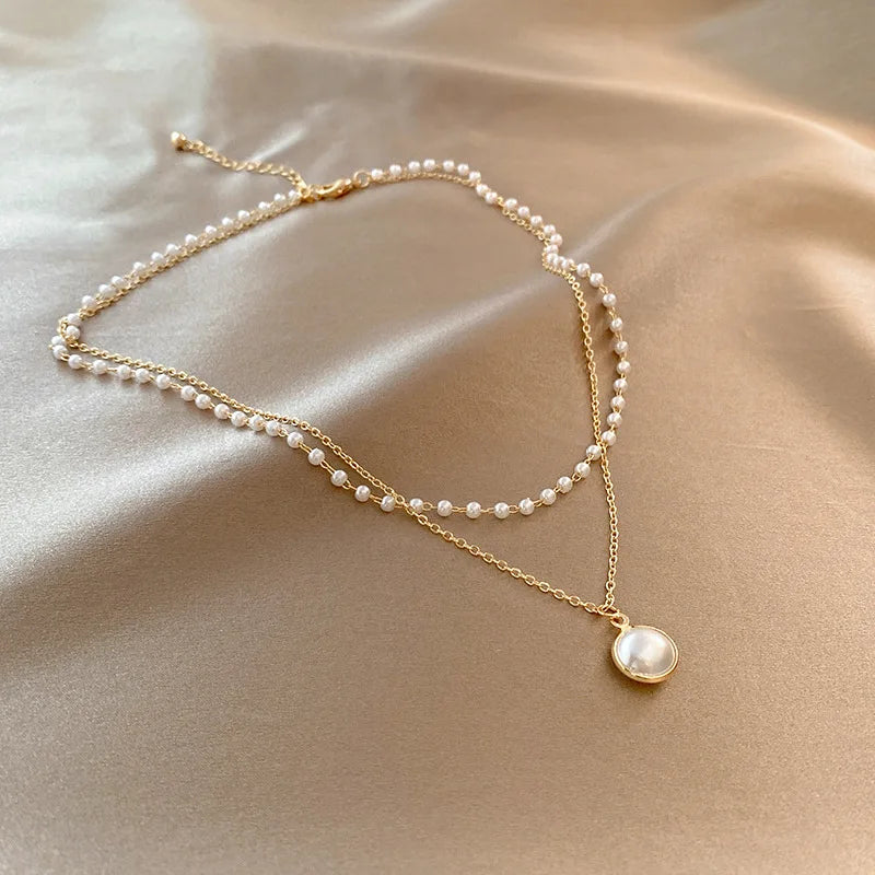 Colar Elegance de Pérolas Dupla Camada Linda Top