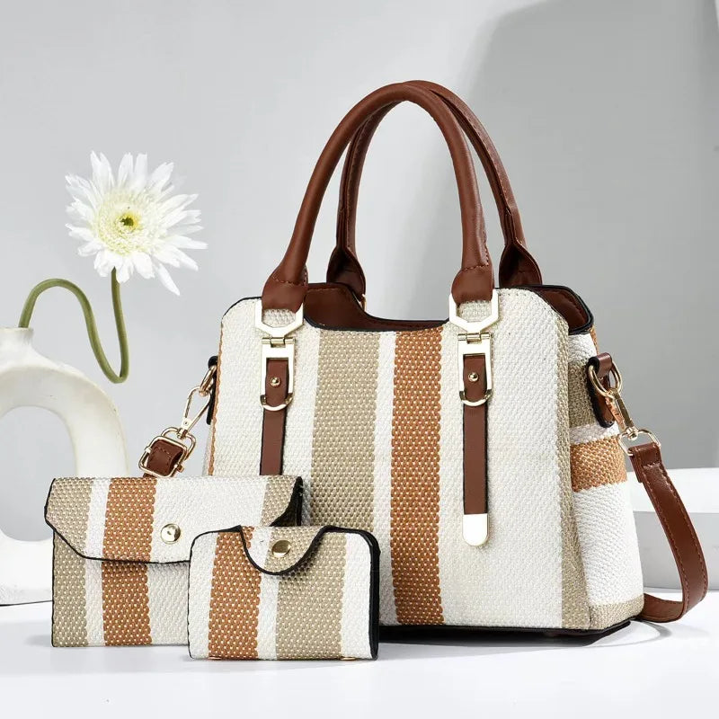 Conjunto Elegante de Bolsas Listradas Linda Top
