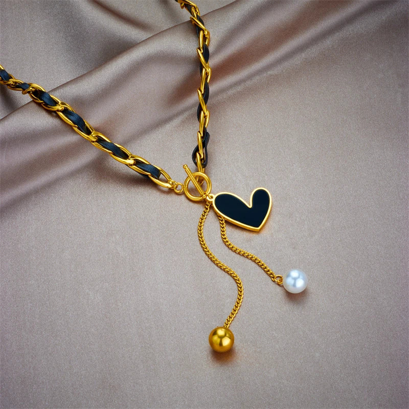 Xiyanike 316l aço inoxidável cor de ouro amor coração colares para mulheres gargantilhas 2021 tendência moda festival festa presente jóias