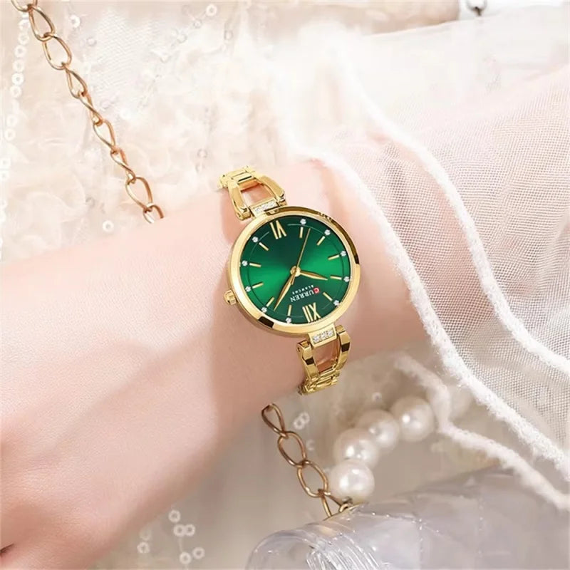 Relógio Feminino Elegante de Aço Inoxidável CURREN