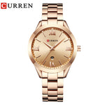 Curren-relógio de ouro feminino, pulseira de aço criativa, relógios femininos, relógio feminino