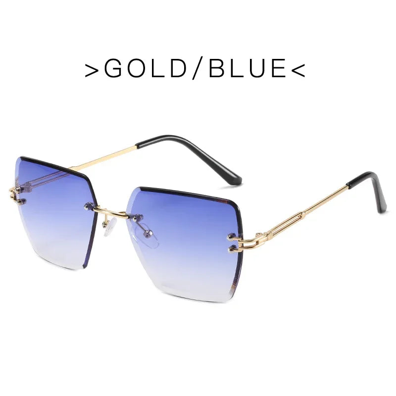 Óculos de Sol Feminino Sem Aro Luxo Vintage 2024