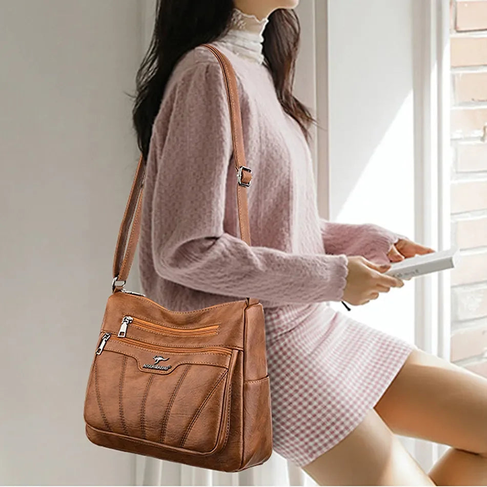 Bolsa Linda Top de Couro Luxuosa com Grande Capacidade
