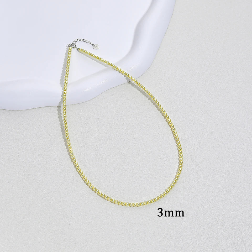 925 prata esterlina 6mm colar de pérolas para mulheres jóias no pescoço pérola grânulo gargantilha itens baratos com presente de festa