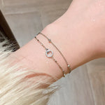 Pulseira de prata esterlina 925 com camada dupla, pulseira de zircônia brilhante para presente de joias da moda feminina