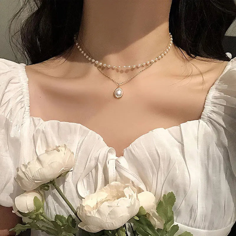 Colar Elegance de Pérolas Dupla Camada Linda Top