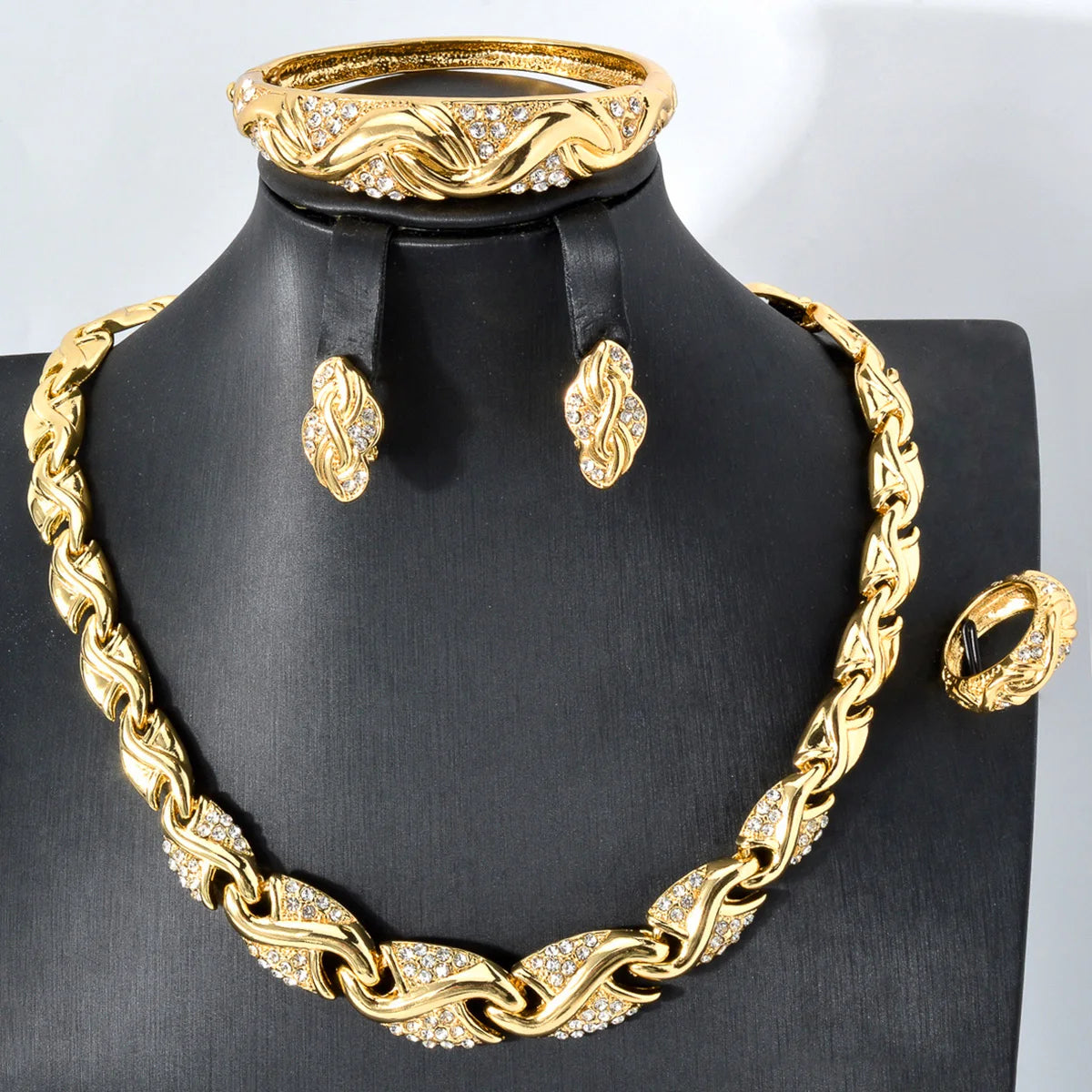 Conjunto de Joias Luxo 18K Banhado a Ouro Linda Top
