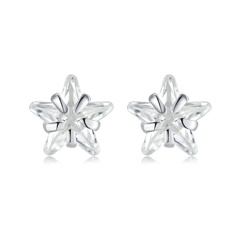 2024 moda 925 prata esterlina estrela coração brincos de cristal zircão para brinco feminino festa de casamento jóias acessórios