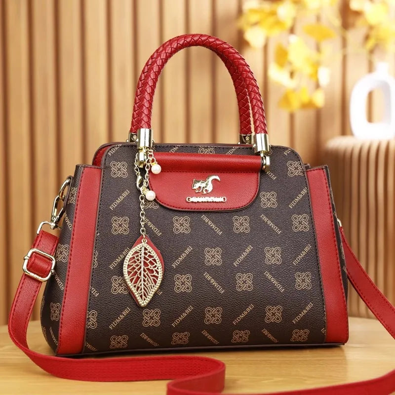 Bolsa de ombro única impressa vintage para mulheres, bolsa crossbody, tendência de textura, todo o temperamento, fora do saco