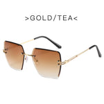 Óculos de Sol Feminino Sem Aro Luxo Vintage 2024