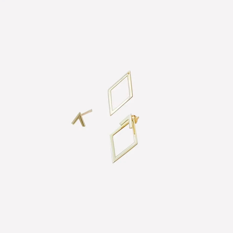 Ftcy minimalista geométrico quadrado brincos para mulheres dupla camada destacável triângulos design brincos punk festa jóias