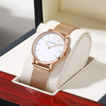 Relógio Minimalista Feminino Ouro Rosa 36mm