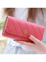 Carteira longa multifuncional para senhoras, amor do diamante, fivela da coroa, grande capacidade, saco do telefone celular, embreagem