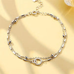 Pulseira de prata esterlina 925 com camada dupla, pulseira de zircônia brilhante para presente de joias da moda feminina