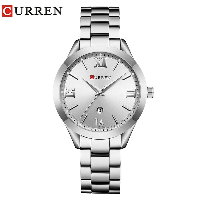 Curren-relógio de ouro feminino, pulseira de aço criativa, relógios femininos, relógio feminino